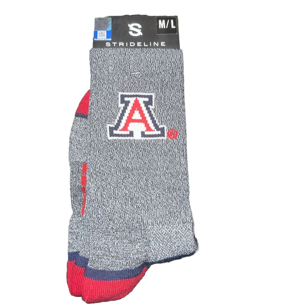 ARIZONA WILDCATS PAIR SOCKS-MEDIUM/LARGE-STRIDELINE-NEW-NCAA